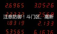 注意防御
！斗门区、高新区雷雨大风黄色预警信号生效