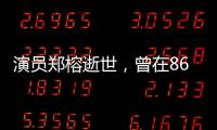 演员郑榕逝世，曾在86版电视剧《西游记》中扮演太上老君